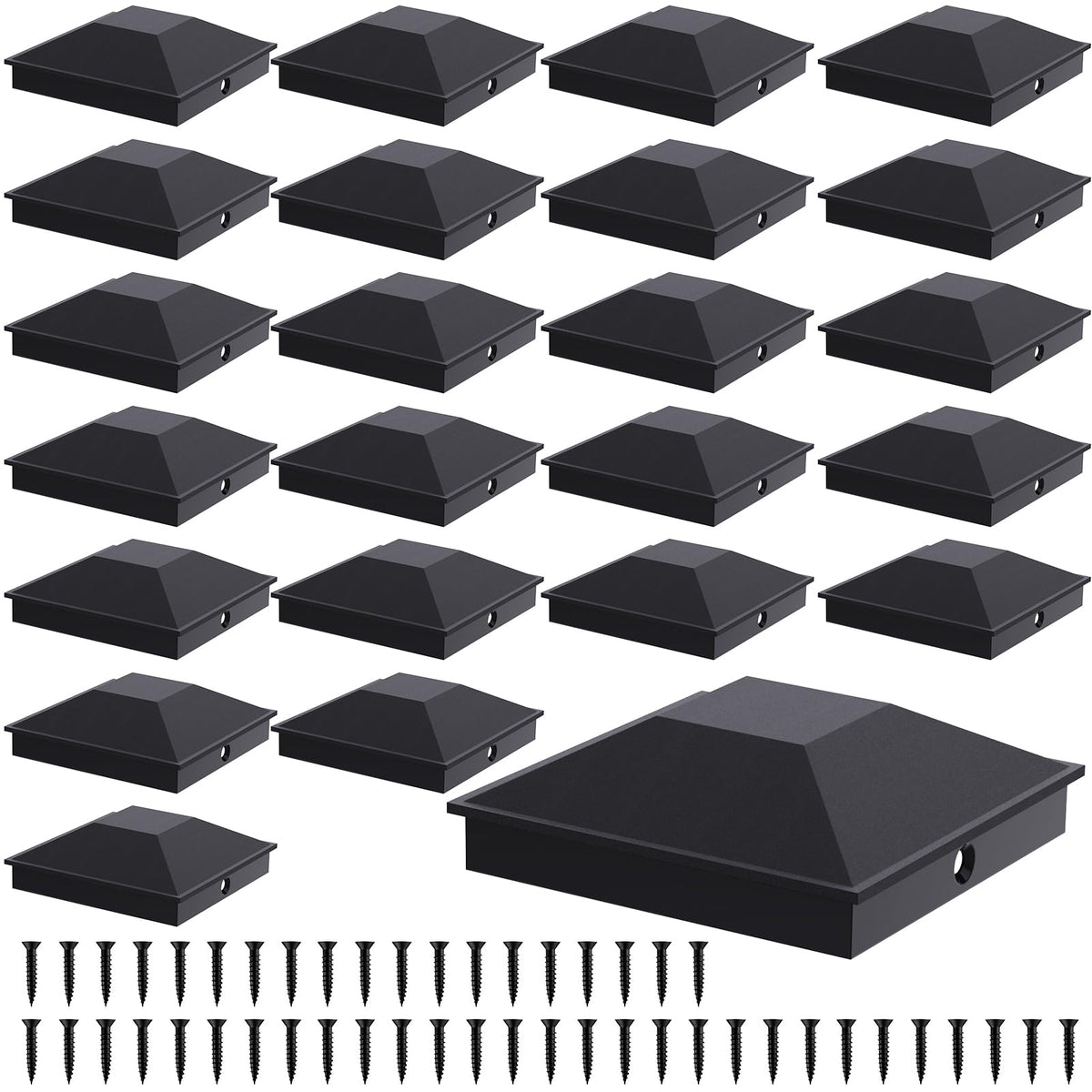 Goovilla 4x4 Post Caps Black – 24 Pack (48 Screws), Weatherproof, Easy Install