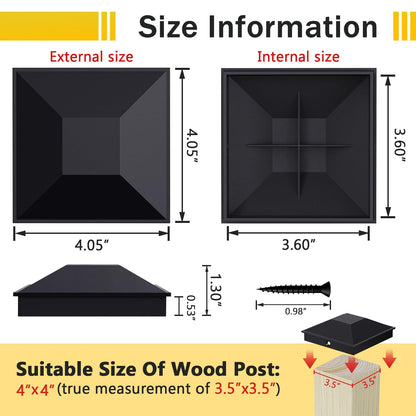 Goovilla 4x4 Post Caps Black – 24 Pack (48 Screws), Weatherproof, Easy Install