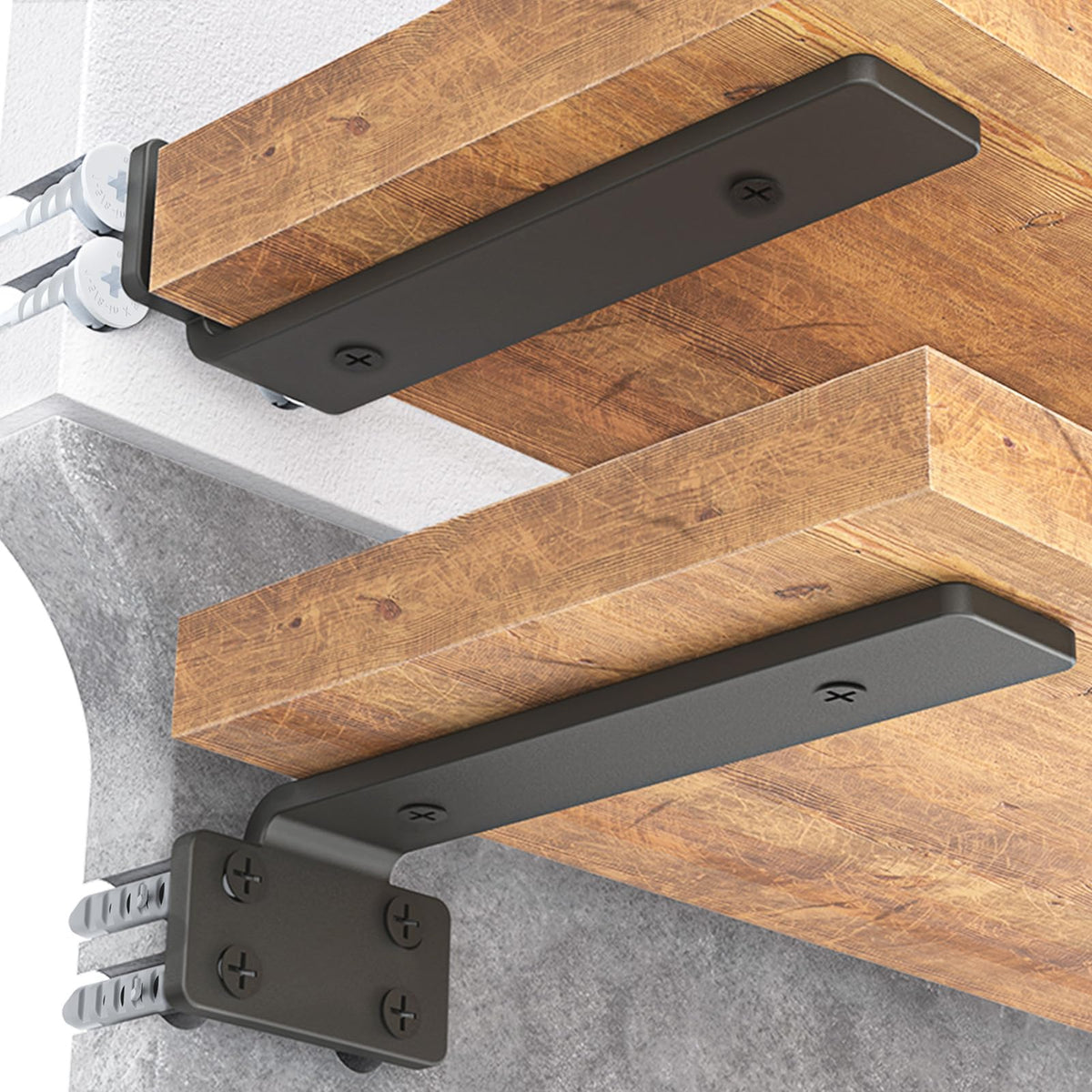 Goovilla 4-Inch Heavy-Duty Shelf Brackets – 4-Pack, Black Coated, 160 lb Load
