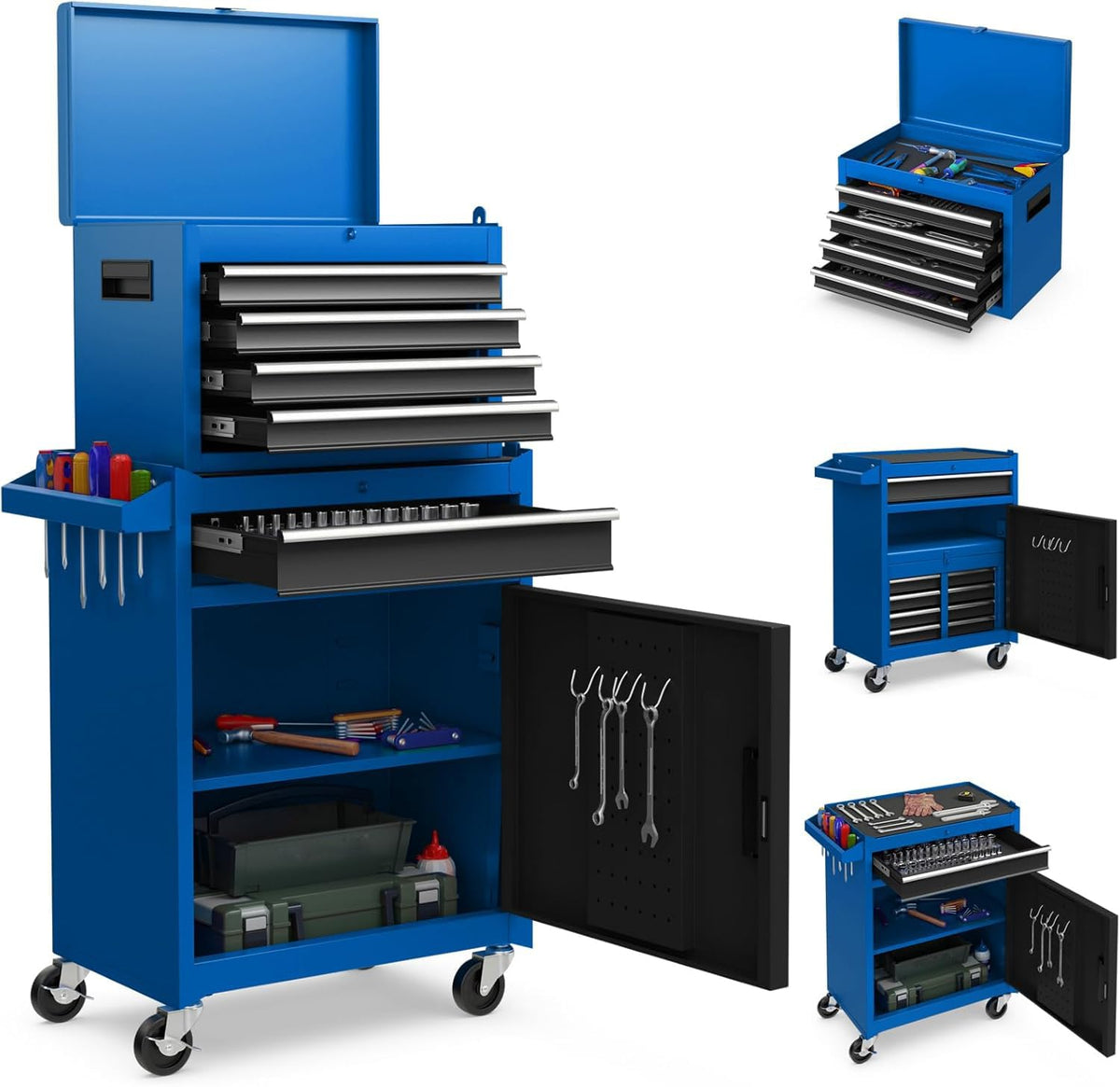 Goplus 5-Drawer Tool Chest Rolling Cabinet with Detachable Toolbox
