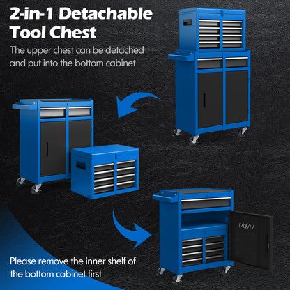Goplus 5-Drawer Tool Chest Rolling Cabinet with Detachable Toolbox