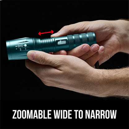 GORILLA GRIP Powerful LED Tactical Flashlight – 750 ft Reach, 5 Modes, Water-Resistant, 2-Pack Teal