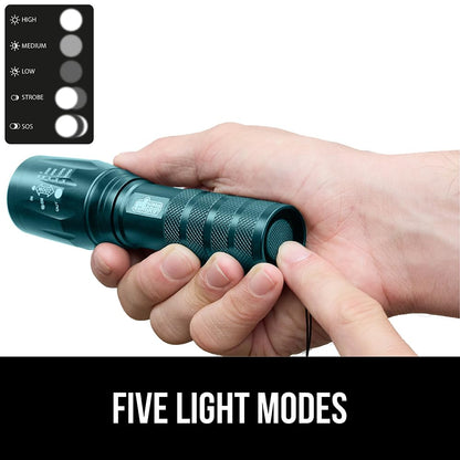 GORILLA GRIP Powerful LED Tactical Flashlight – 750 ft Reach, 5 Modes, Water-Resistant, 2-Pack Teal