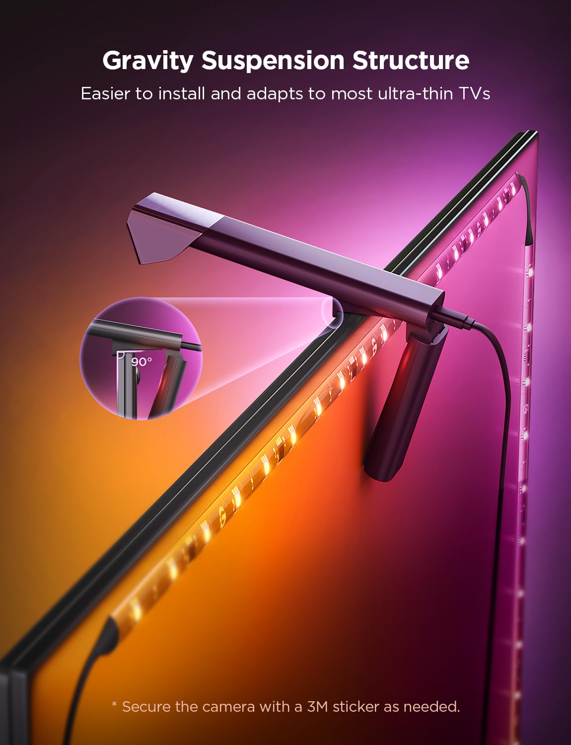 Govee TV Backlight 3 Lite – Fish-Eye Correction, RGBICW LED Strip, 75-85 Inch TV, Wi-Fi, App & Voice Control