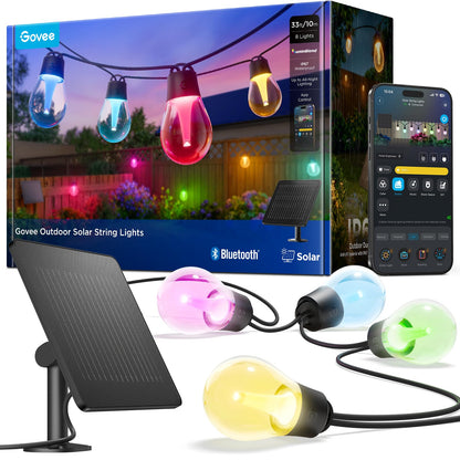 Govee Outdoor Solar String Lights 33ft – 112 Modes, App Control, IP67 Waterproof