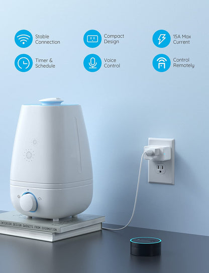 Govee Smart Plug 15A (2 Pack) – WiFi & Bluetooth Outlets with Alexa & Google Assistant