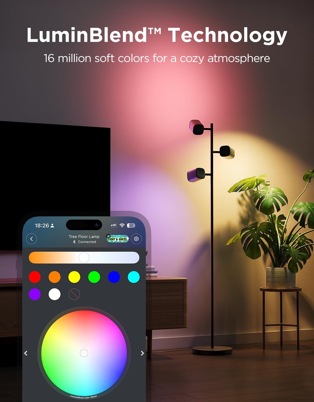 Govee Tree Floor Lamp with Matter — 3 Rotatable Lights, 64 Scenes, Music Sync