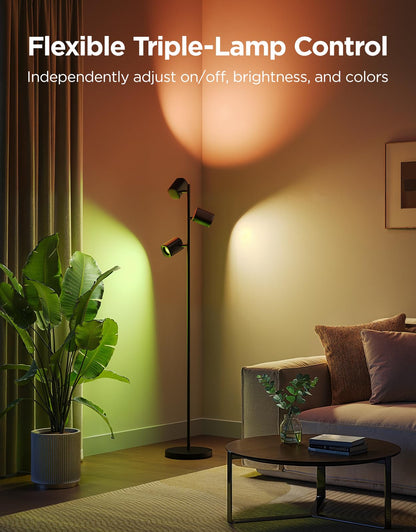 Govee Tree Floor Lamp with Matter — 3 Rotatable Lights, 64 Scenes, Music Sync