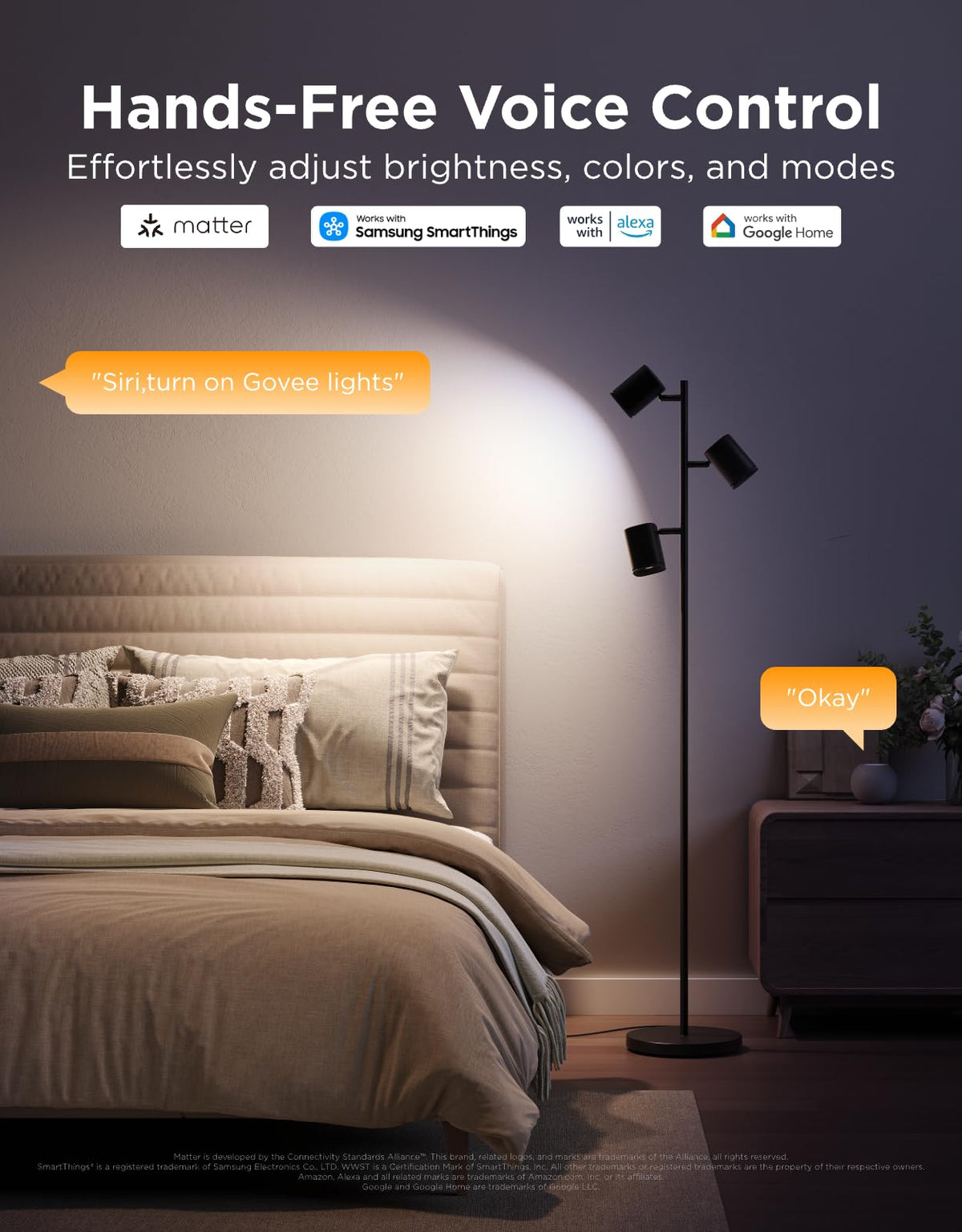 Govee Tree Floor Lamp with Matter — 3 Rotatable Lights, 64 Scenes, Music Sync