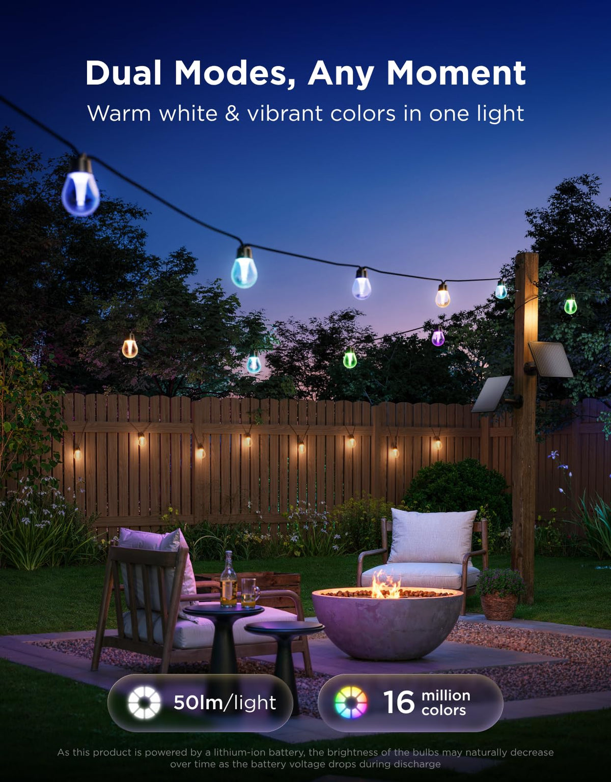 Govee Outdoor Solar String Lights 33ft – 112 Modes, App Control, IP67 Waterproof