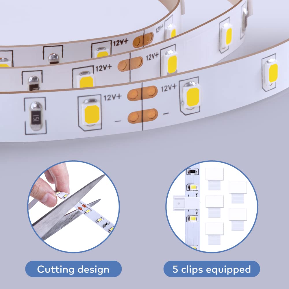 Govee White LED Strip Lights 16.4ft – 6500K Daylight, Dimmable, Strong Adhesive