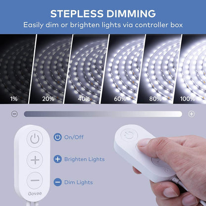 Govee White LED Strip Lights 16.4ft – 6500K Daylight, Dimmable, Strong Adhesive