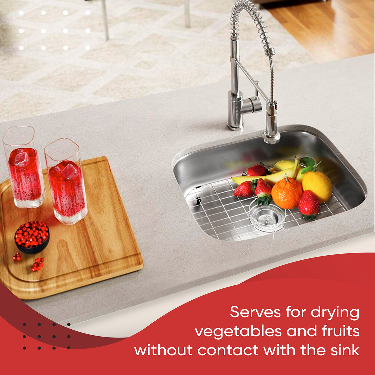 Granatan Kitchen Sink Protector Grid - Stainless Steel Bottom Rack 13.6 x 11.6 in