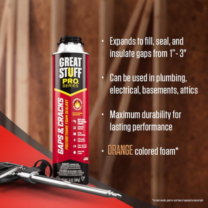 GREAT STUFF PRO Gaps & Cracks – 24 oz Fireblock Foam Sealant (Pack of 12)