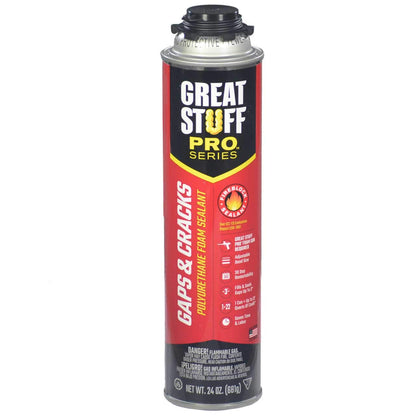 GREAT STUFF PRO Gaps & Cracks – 24 oz Fireblock Foam Sealant (Pack of 12)