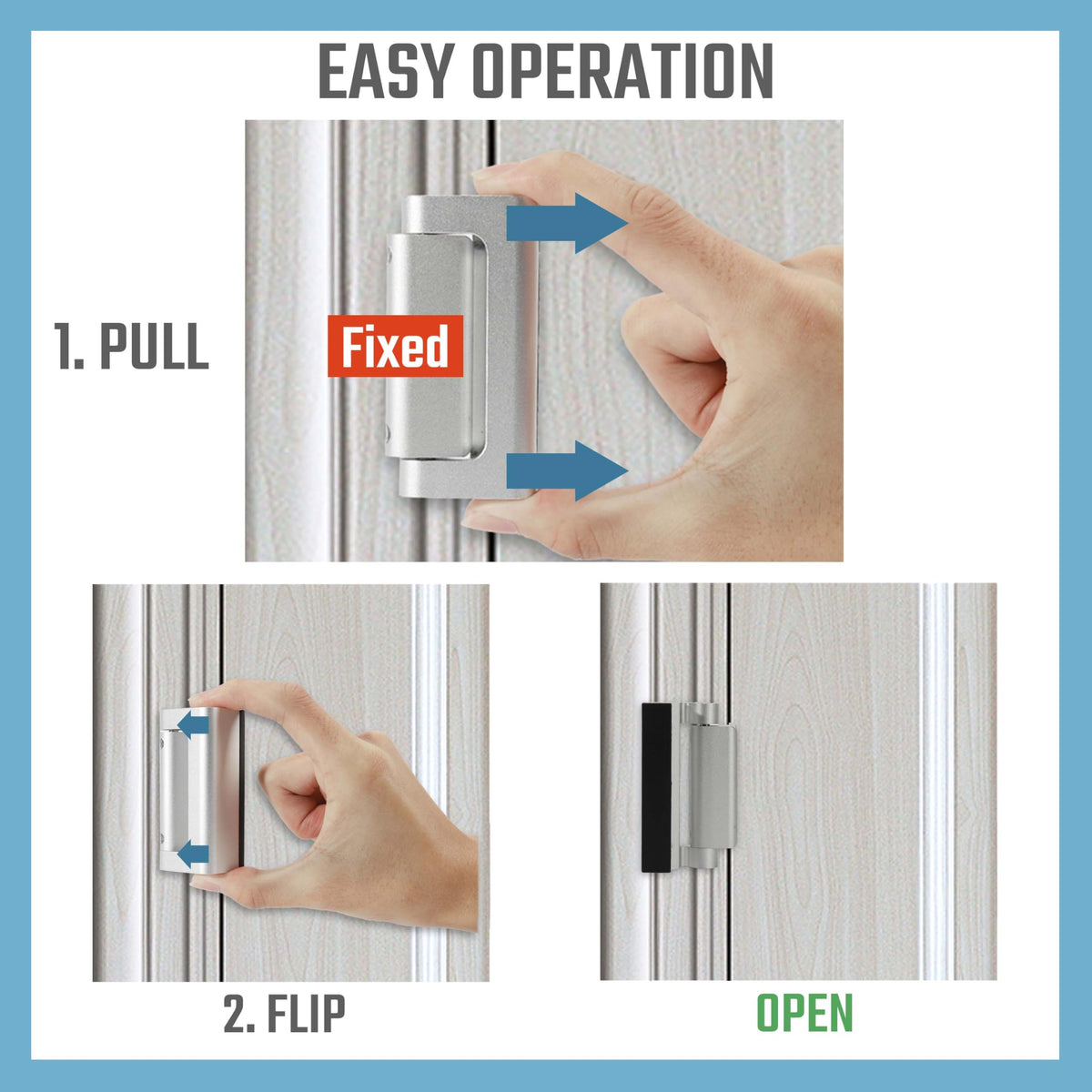 GreaTalent 2PACK Door Reinforcement Lock – Aluminum, Childproof, 3-Inch, Silver