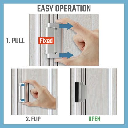 GreaTalent 2PACK Door Reinforcement Lock – Aluminum, Childproof, 3-Inch, Silver
