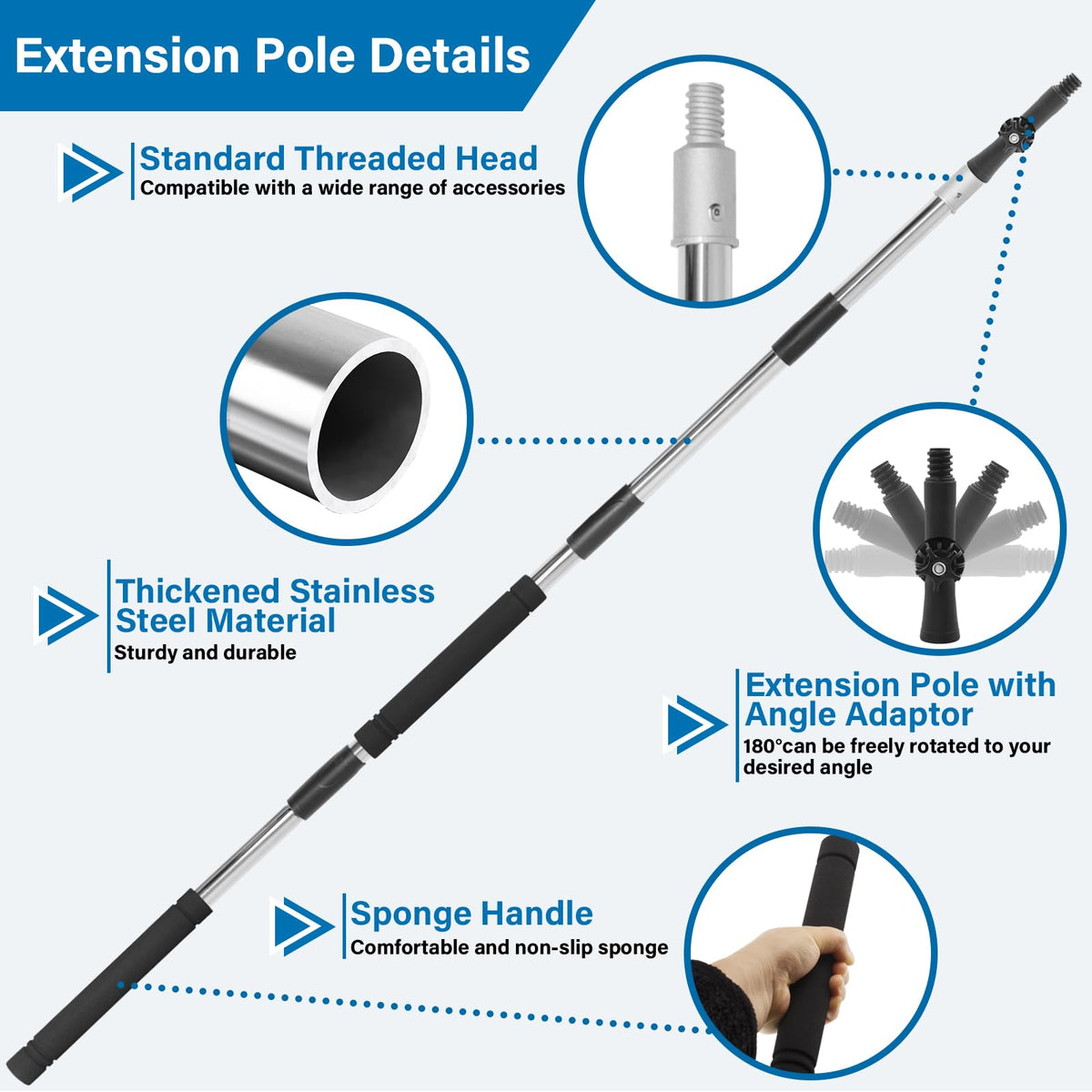 Greeily Paint Roller Extension Pole — 4ft to 12ft Adjustable, Multi-Purpose