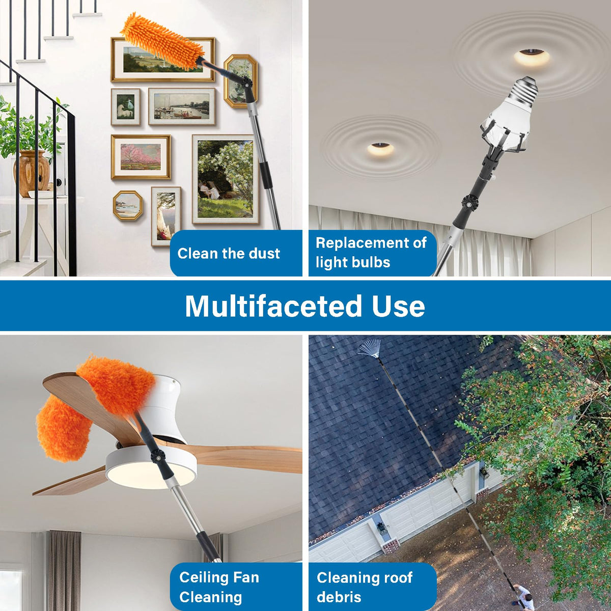 Greeily Paint Roller Extension Pole — 4ft to 12ft Adjustable, Multi-Purpose