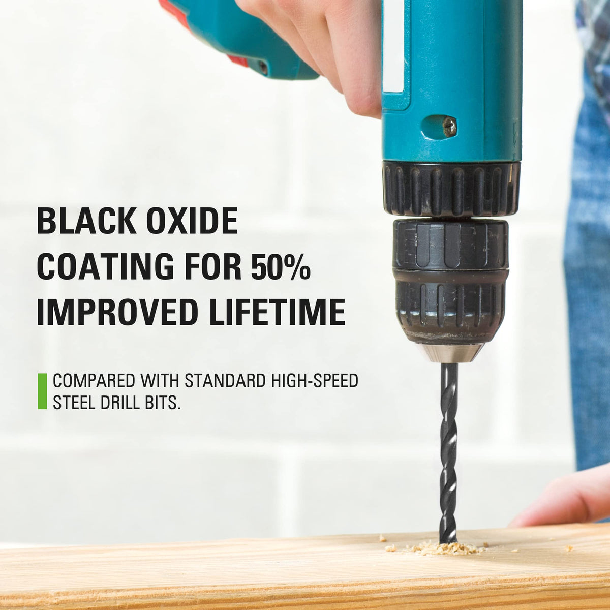 Greenworks 90-Piece Black Oxide Drill & Drive Bit Set – 135° Split Point, Magnetic Bit Holder, Case