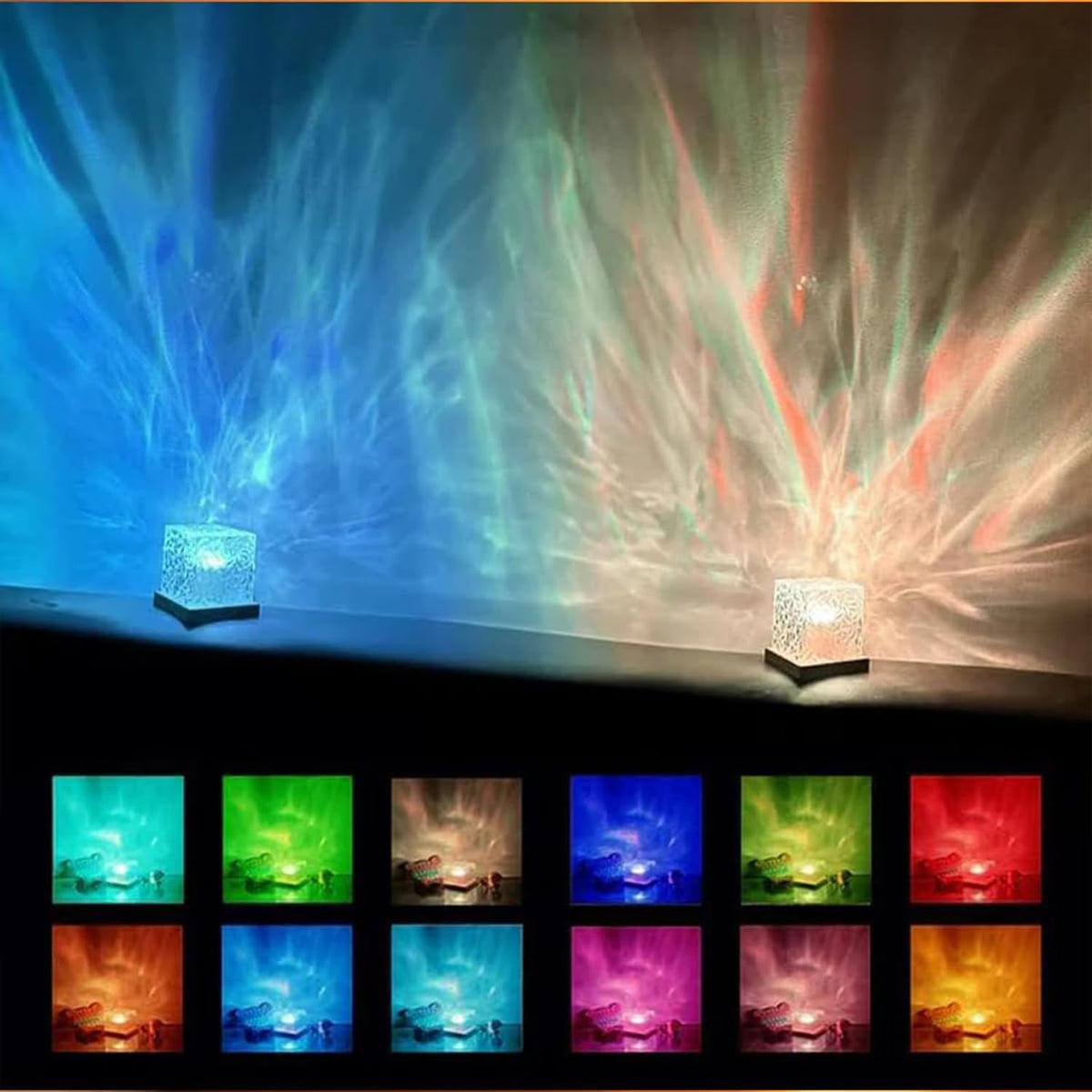 Growalleter Ocean Wave Projector Light – 16-Color LED Mood Lamp with Remote