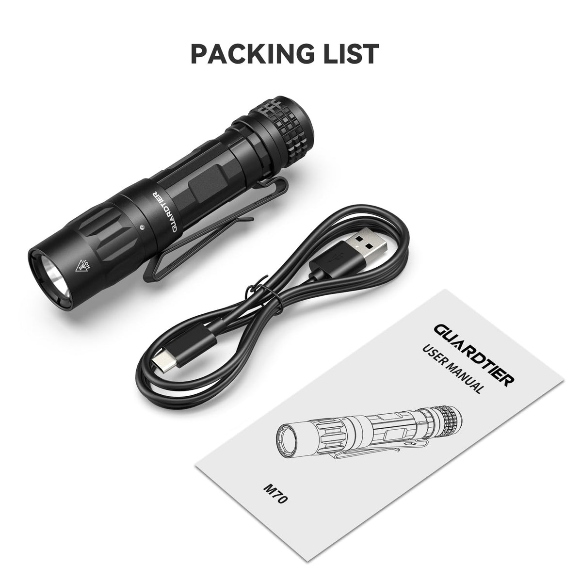 Guardtier M70 EDC Flashlight – 1100 Lumens USB-C Rechargeable Pocket Light