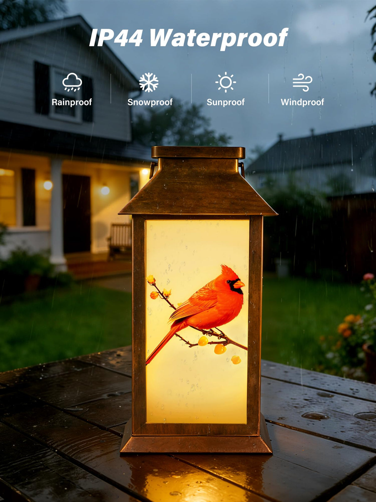 Guhope Solar Lanterns Outdoor Waterproof – Cardinal Pattern Hanging Garden Lights