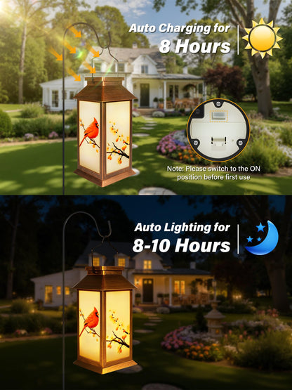 Guhope Solar Lanterns Outdoor Waterproof – Cardinal Pattern Hanging Garden Lights