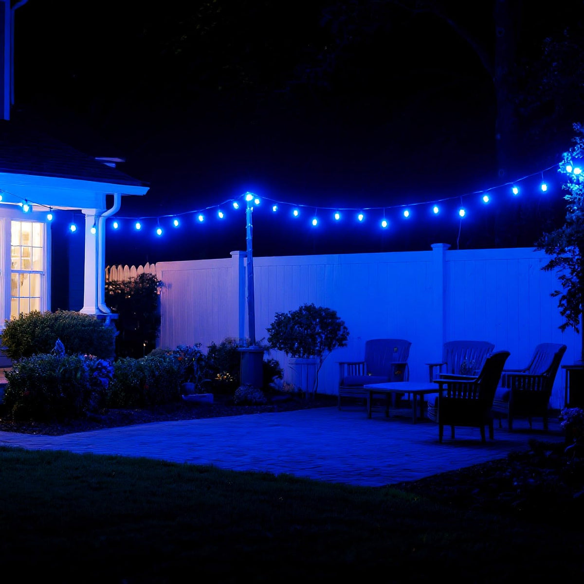 GUILEDUO 15 Pack S14 Blue LED Bulbs — 2W, Shatterproof E26 Outdoor String Light Replacements