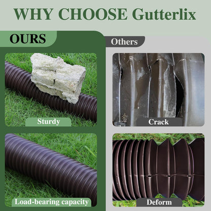 Gutterlix 1 Pack Flexible Downspout Extender - Extendable 21-67 Inches with Adapters (Brown)