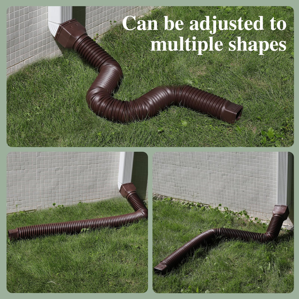 Gutterlix 1 Pack Flexible Downspout Extender - Extendable 21-67 Inches with Adapters (Brown)