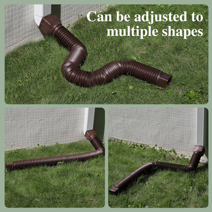 Gutterlix 1 Pack Flexible Downspout Extender - Extendable 21-67 Inches with Adapters (Brown)