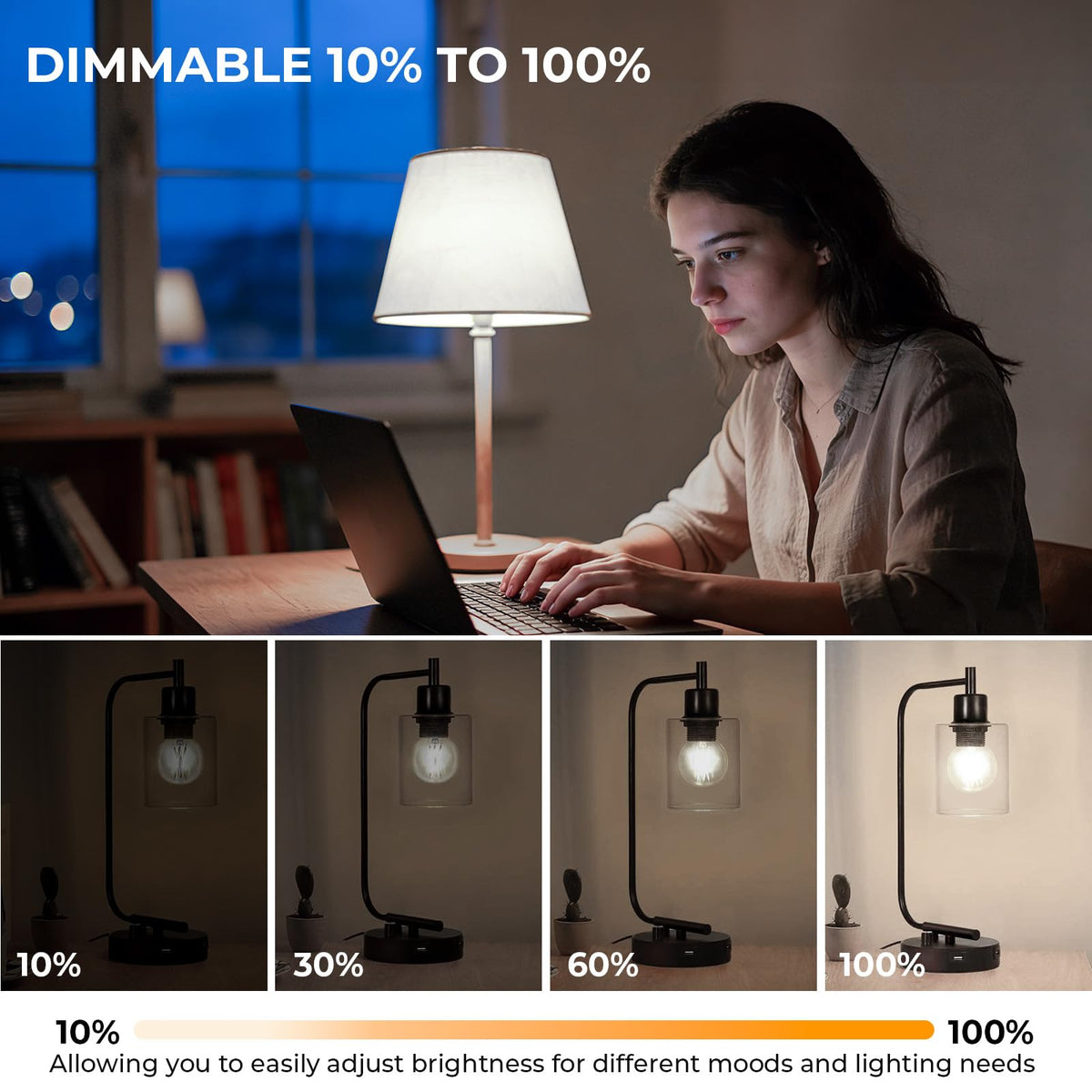 GvvooHome E26 G16.5 Edison LED Bulb – Dimmable 4W, 4000K, 90+ CRI, 6-Pack