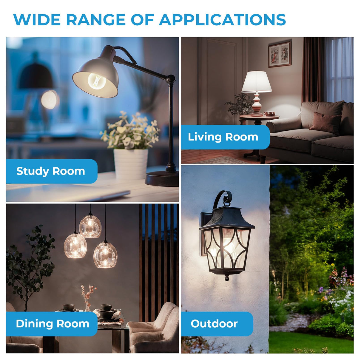 GvvooHome E26 G16.5 Edison LED Bulb – Dimmable 4W, 4000K, 90+ CRI, 6-Pack