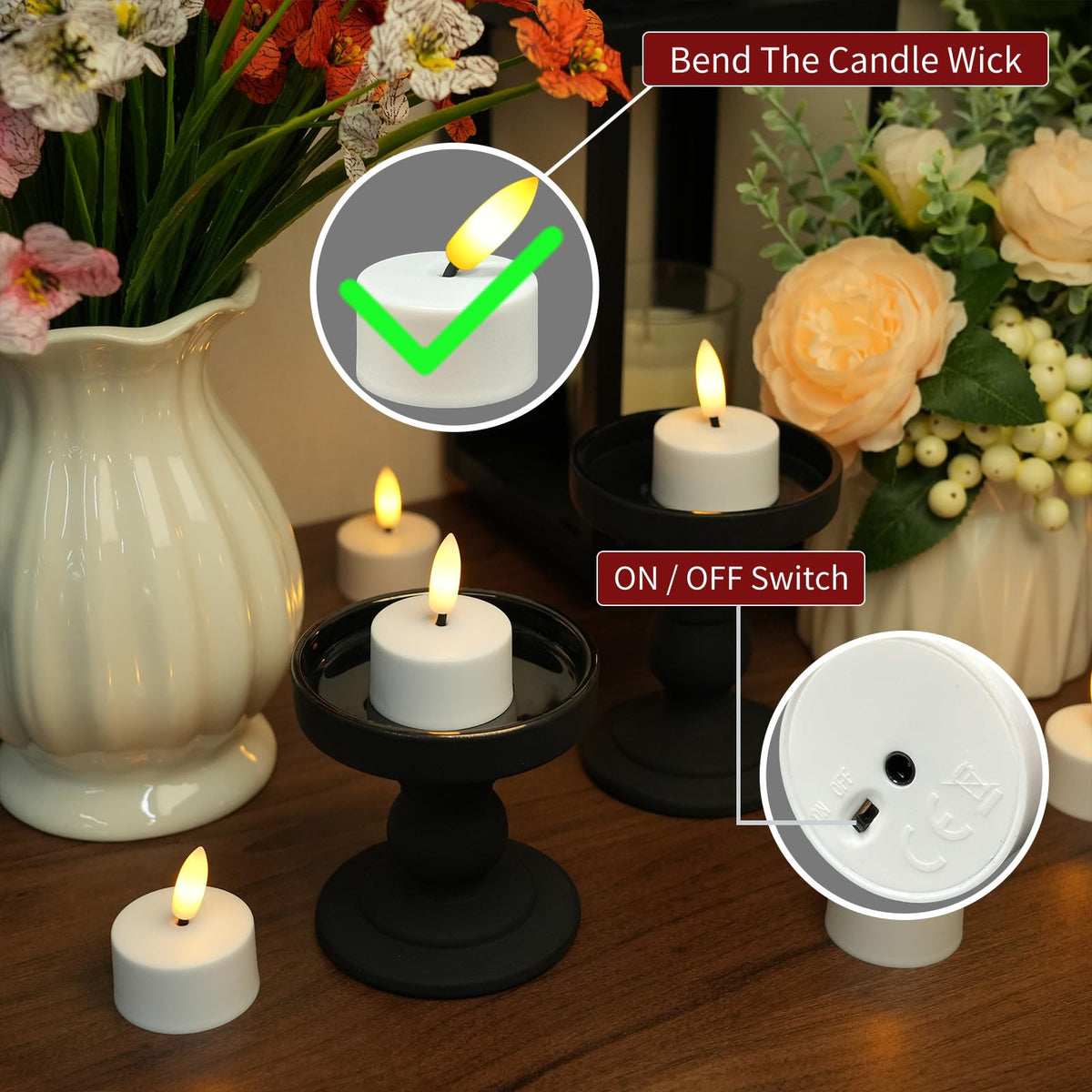 HAIDOLIANG Rechargeable Tea Lights – Remote, Timer & Dimmer, 6-Pack