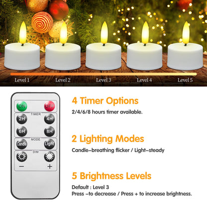 HAIDOLIANG Rechargeable Tea Lights – Remote, Timer & Dimmer, 6-Pack