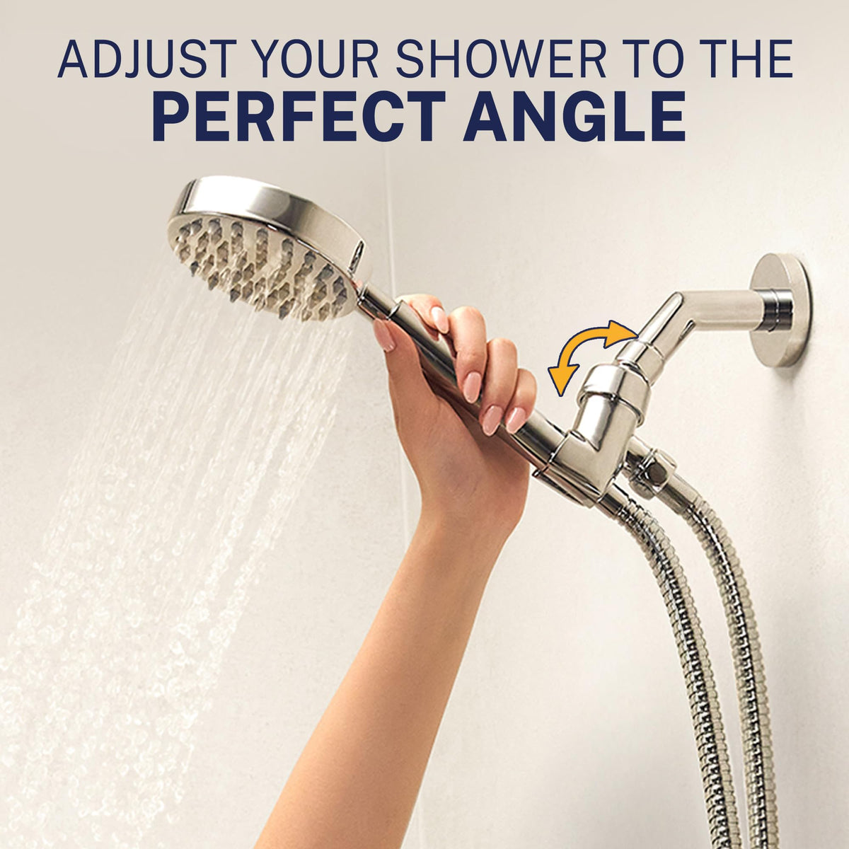 HammerHead Showers Solid Metal Handheld Shower Head – Brushed Nickel, 2.5 GPM, 6ft Hose