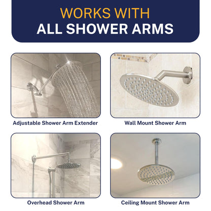 HammerHead Showers Solid Metal 8-Inch Rainfall Shower Head – Brushed Nickel, 2.5 GPM High Flow