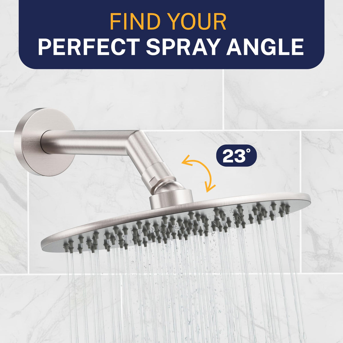 HammerHead Showers Solid Metal 8-Inch Rainfall Shower Head – Brushed Nickel, 2.5 GPM High Flow