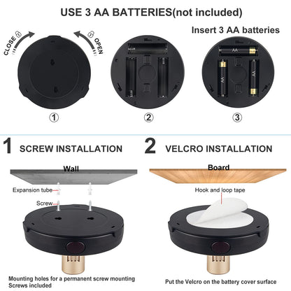 HAMVIDNE Wireless LED Spotlight – Battery Powered Puck Lights with Remote, Wall Art Uplight, 2-Pack (Gold)