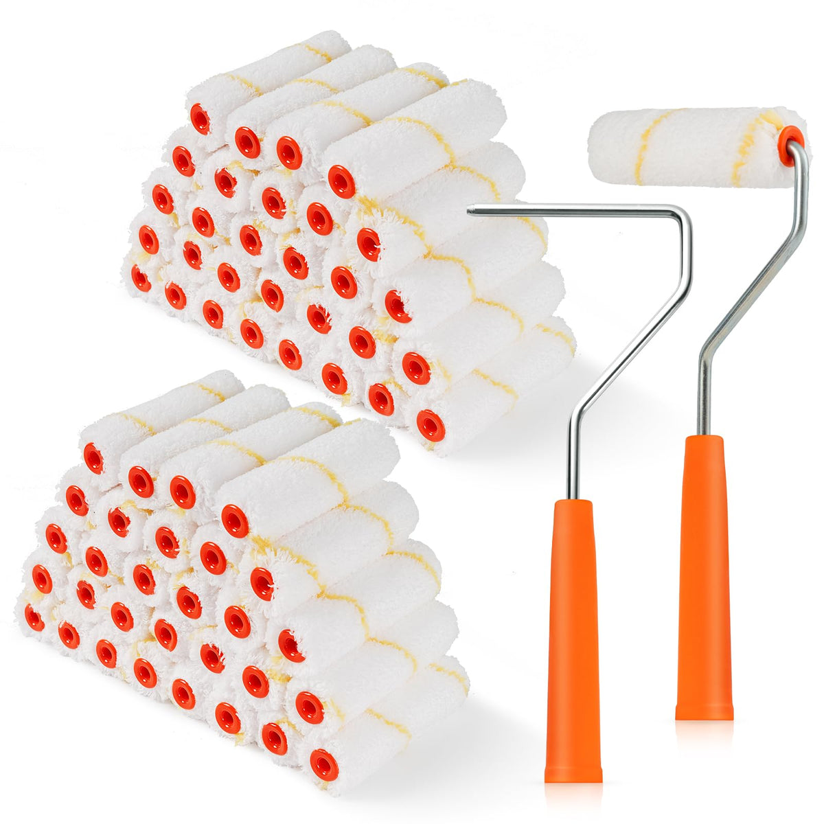 HANJKINZ 60 Pack Microfiber Paint Roller Kit – 4-Inch Mini Rollers with Frames