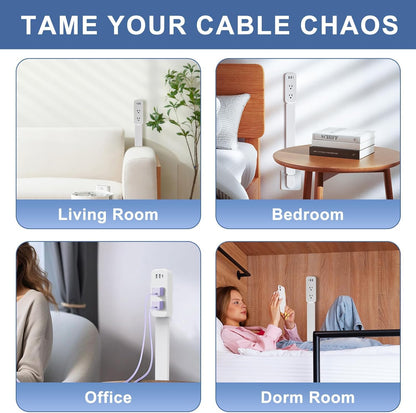 haodsso Electrical Outlet Extender Stick — USB-A, USB-C, 2 AC Outlets, 22–34 in Rotating 180°