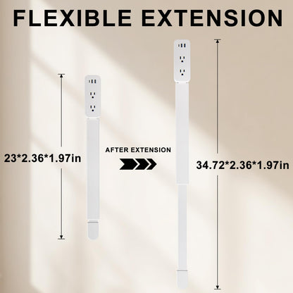 haodsso Electrical Outlet Extender Stick — USB-A, USB-C, 2 AC Outlets, 22–34 in Rotating 180°