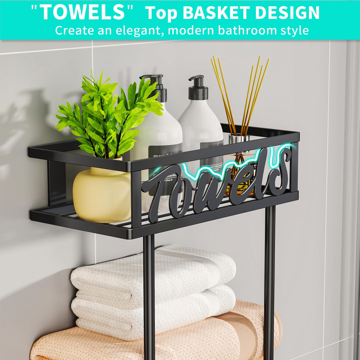 HapiRm Towel Rack – 3-Tier Over-Door & Wall Mount, Black