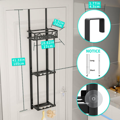HapiRm Towel Rack – 3-Tier Over-Door & Wall Mount, Black