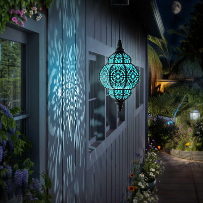 Hapjoy Hanging Solar Lights – Outdoor Lanterns, Waterproof Plastic Moroccan-Style Decor (Black)