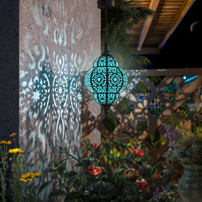 Hapjoy Hanging Solar Lights – Outdoor Lanterns, Waterproof Plastic Moroccan-Style Decor (Black)