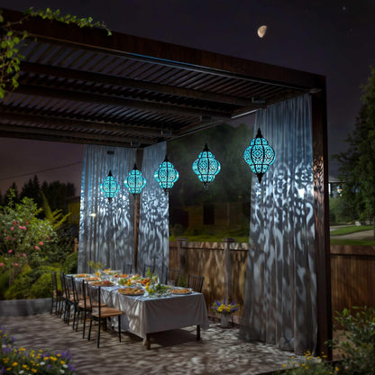 Hapjoy Hanging Solar Lights – Outdoor Lanterns, Waterproof Plastic Moroccan-Style Decor (Black)