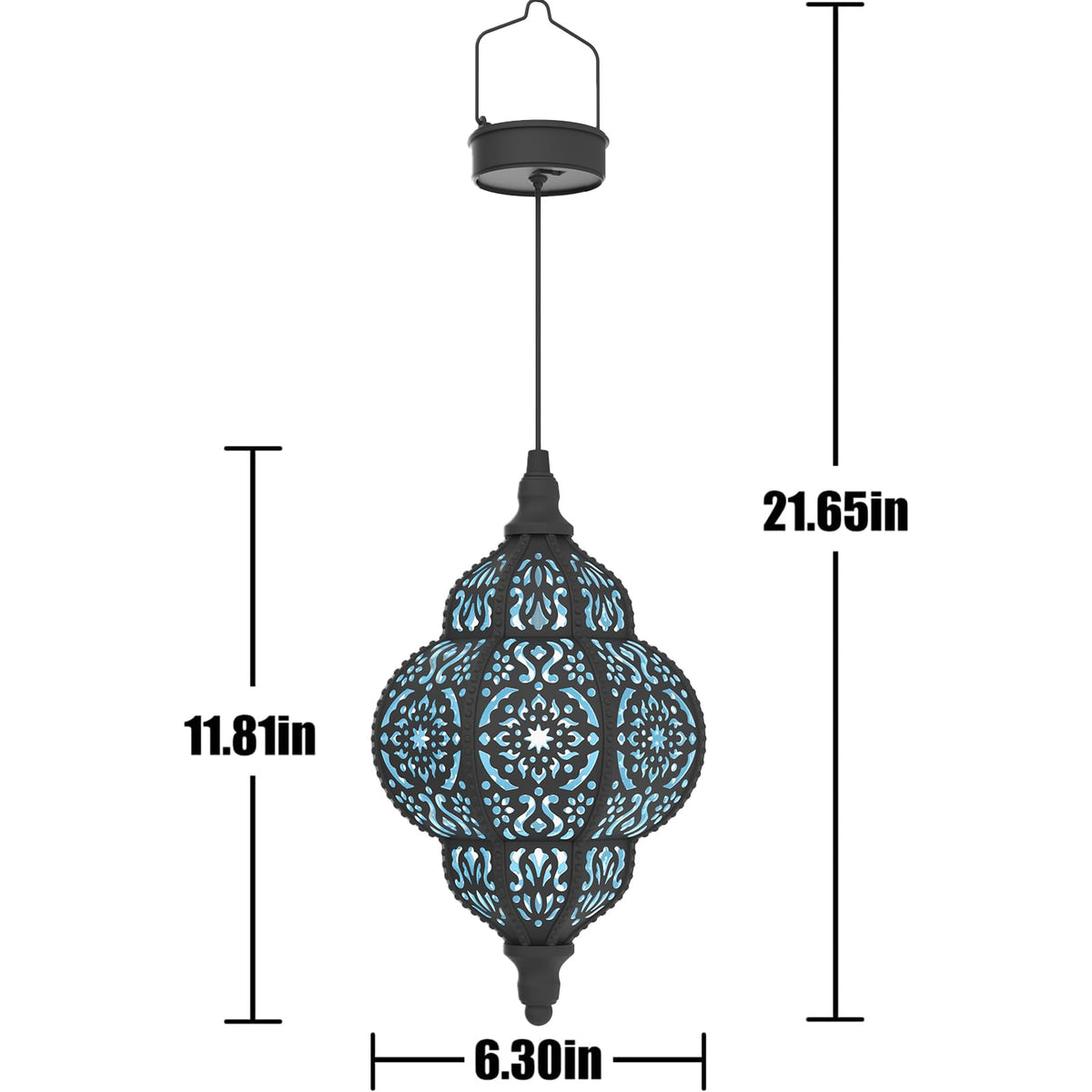 Hapjoy Hanging Solar Lights – Outdoor Lanterns, Waterproof Plastic Moroccan-Style Decor (Black)