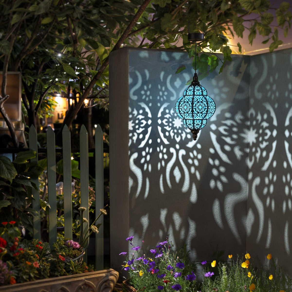 Hapjoy Hanging Solar Lights – Outdoor Lanterns, Waterproof Plastic Moroccan-Style Decor (Black)